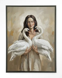 Wandkleed Swan Children in maat en frame naar keuze