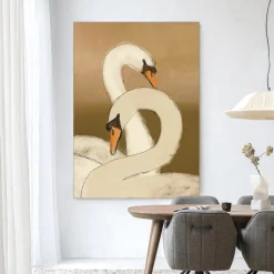 Wandkleed Swan Lake Green in maat en frame naar keuze