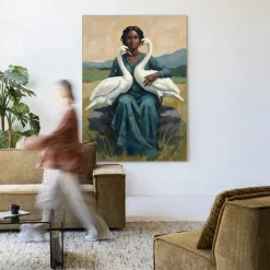 Wandkleed Swan Mother in maat en frame naar keuze