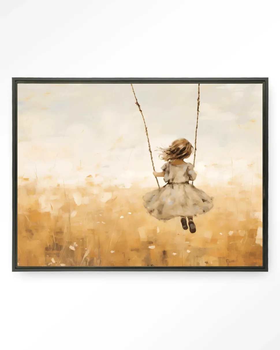 Wandkleed Swinging Girl in maat en frame naar keuze