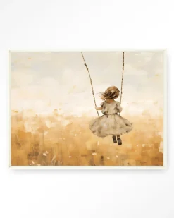 Wandkleed Swinging Girl in maat en frame naar keuze