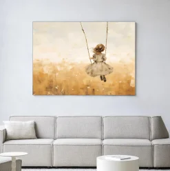 Wandkleed Swinging Girl in maat en frame naar keuze