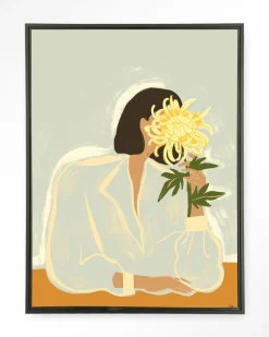 Wandkleed The Chrysante Mum in maat en frame naar keuze