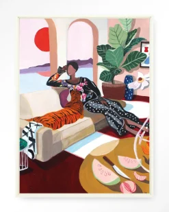 Wandkleed Tiger Queen in maat en frame naar keuze