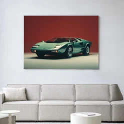Wandkleed Vintage Lamborghini in maat en frame naar keuze