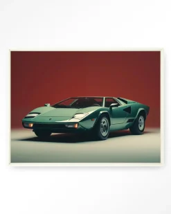 Wandkleed Vintage Lamborghini in maat en frame naar keuze