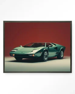 Wandkleed Vintage Lamborghini in maat en frame naar keuze