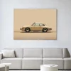 Wandkleed Vintage Porsche Beige in maat en frame naar keuze