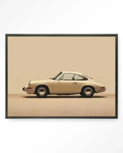 Wandkleed Vintage Porsche Beige in maat en frame naar keuze