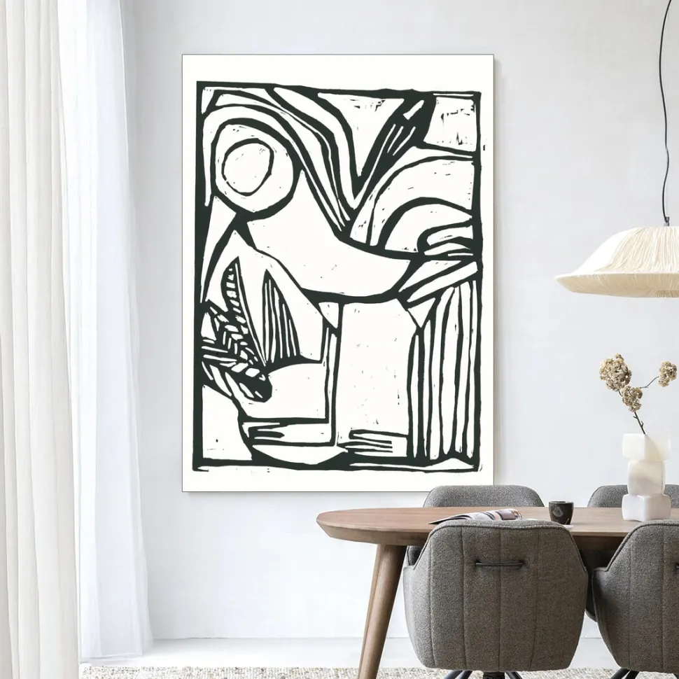 Wandkleed Vogel in maat en frame naar keuze