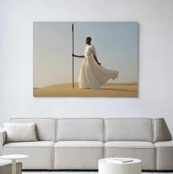 Wandkleed Warrior In White in maat en frame naar keuze