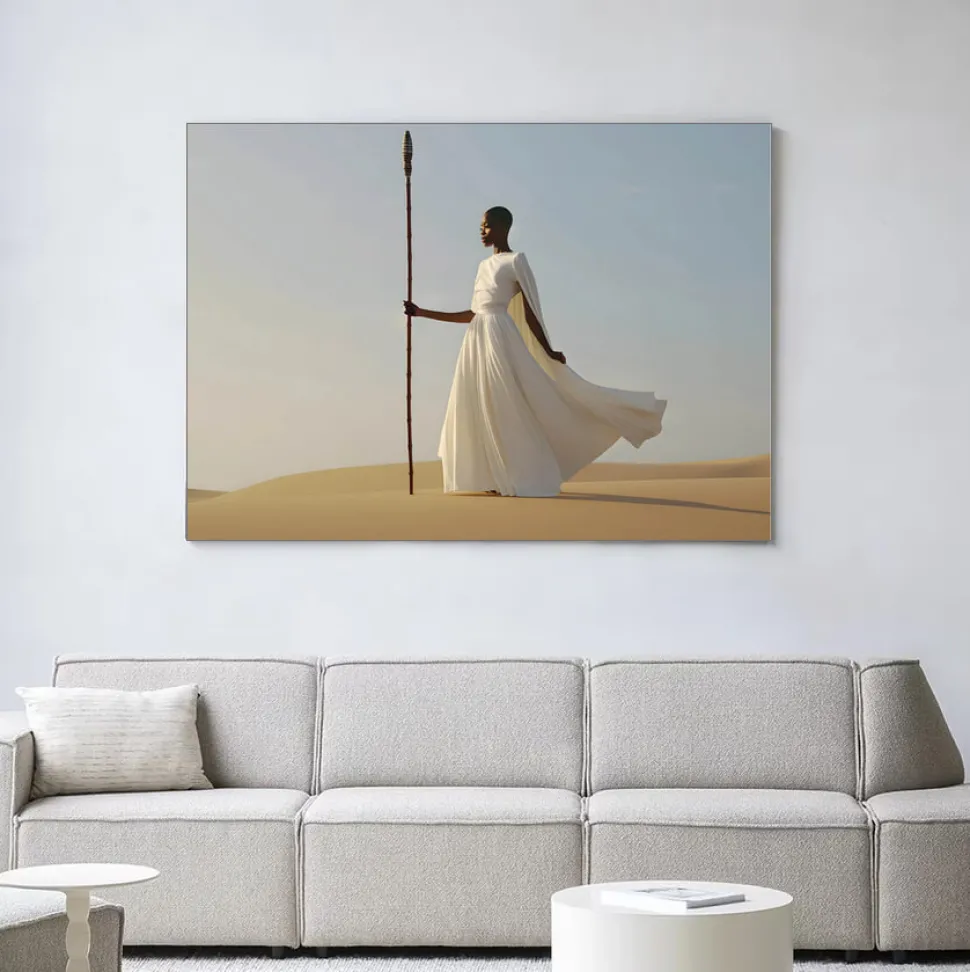 Wandkleed Warrior In White in maat en frame naar keuze