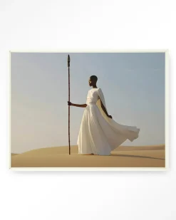 Wandkleed Warrior In White in maat en frame naar keuze