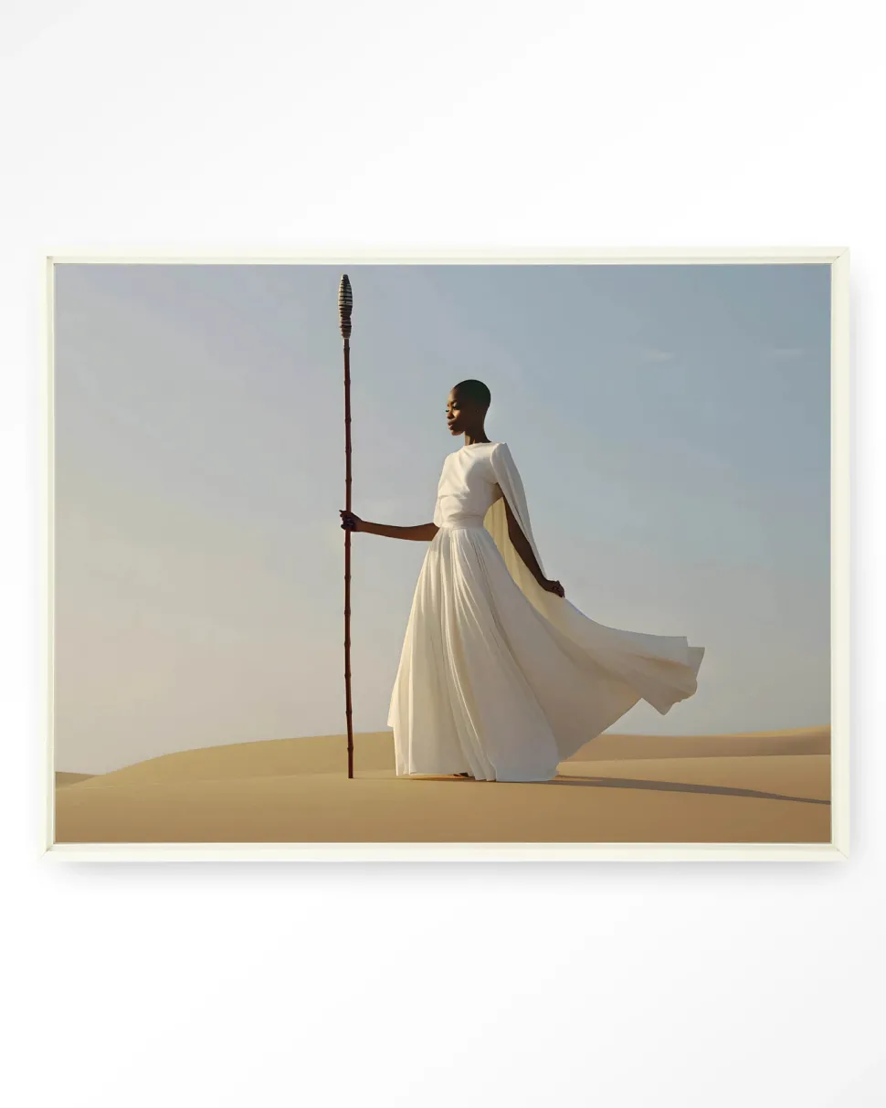Wandkleed Warrior In White in maat en frame naar keuze