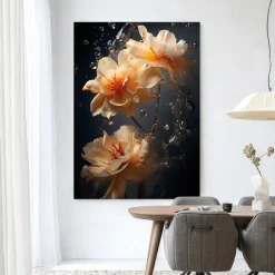 Wandkleed Waterflower Dark in maat en frame naar keuze