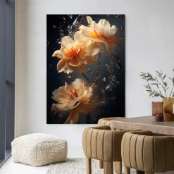 Wandkleed Waterflower Dark in maat en frame naar keuze