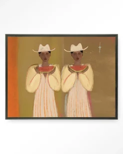 Wandkleed Watermelon Girl in maat en frame naar keuze