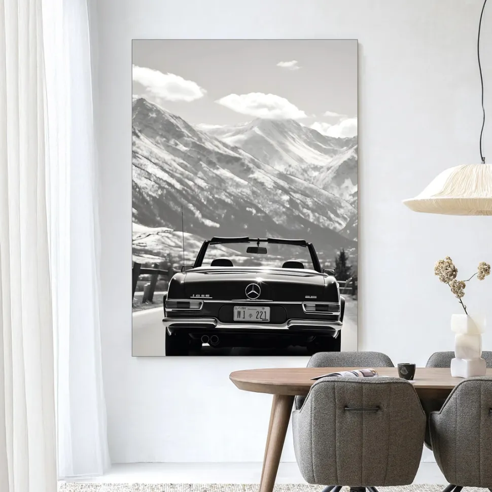 Wandkleed Winter Road in maat en frame naar keuze