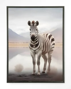 Wandkleed Zebra Mist in maat en frame naar keuze
