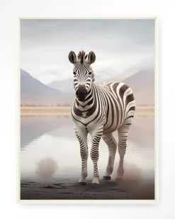 Wandkleed Zebra Mist in maat en frame naar keuze