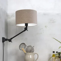 Wandlamp Amsterdam Met stoffen kap, 65cm