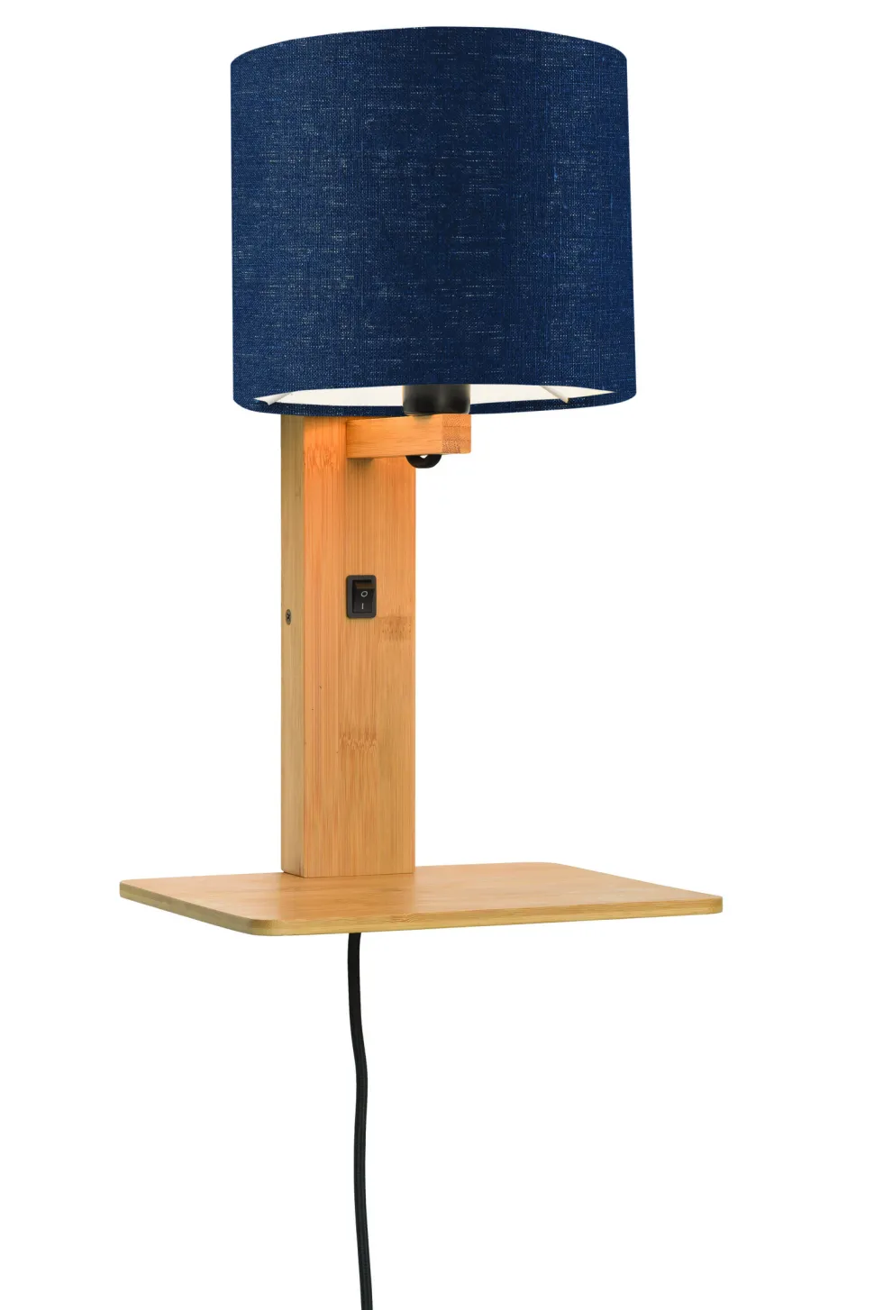 Wandlamp Andes Naturel, Bamboe en Eco linnen, Met plank