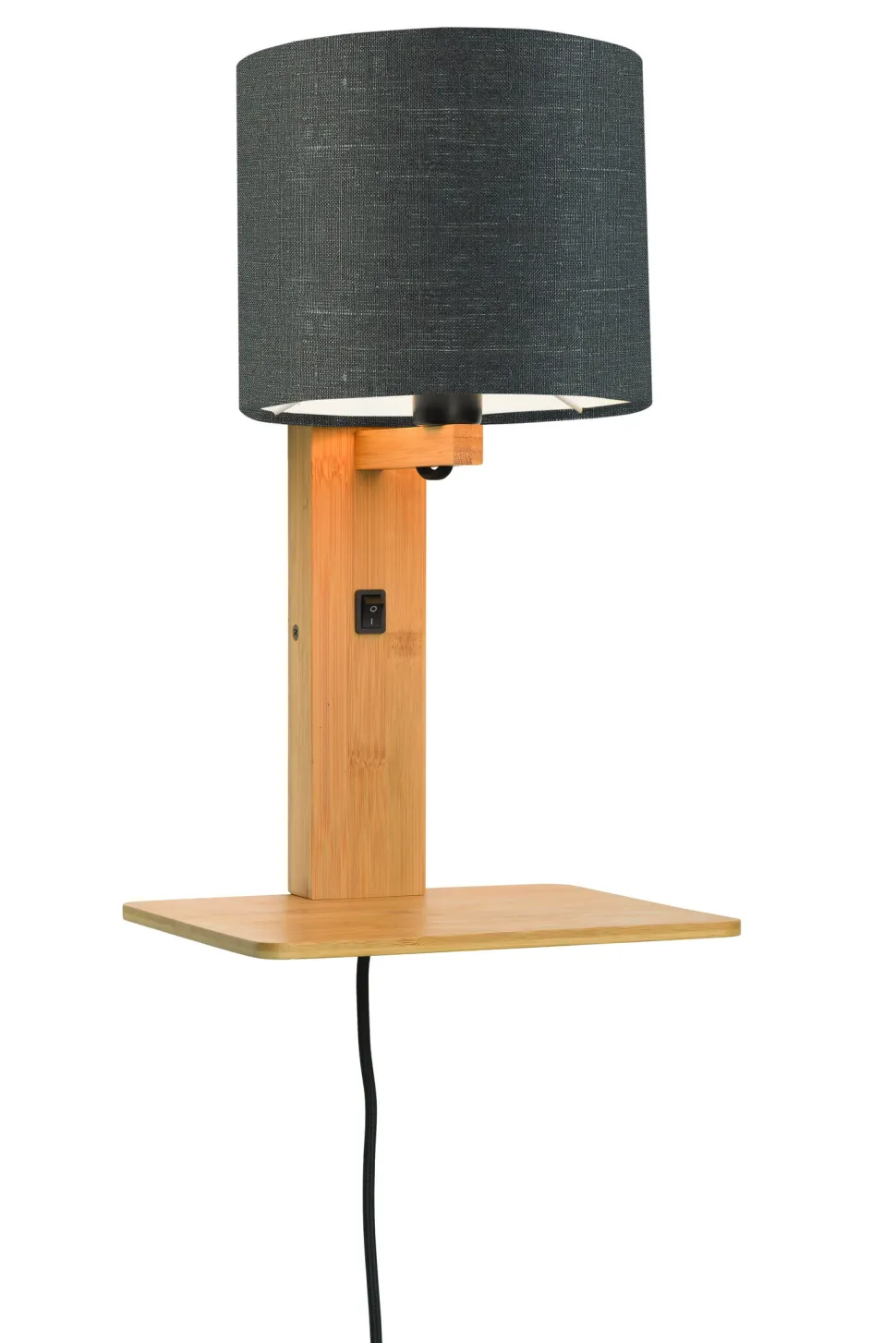 Wandlamp Andes Naturel, Bamboe en Eco linnen, Met plank