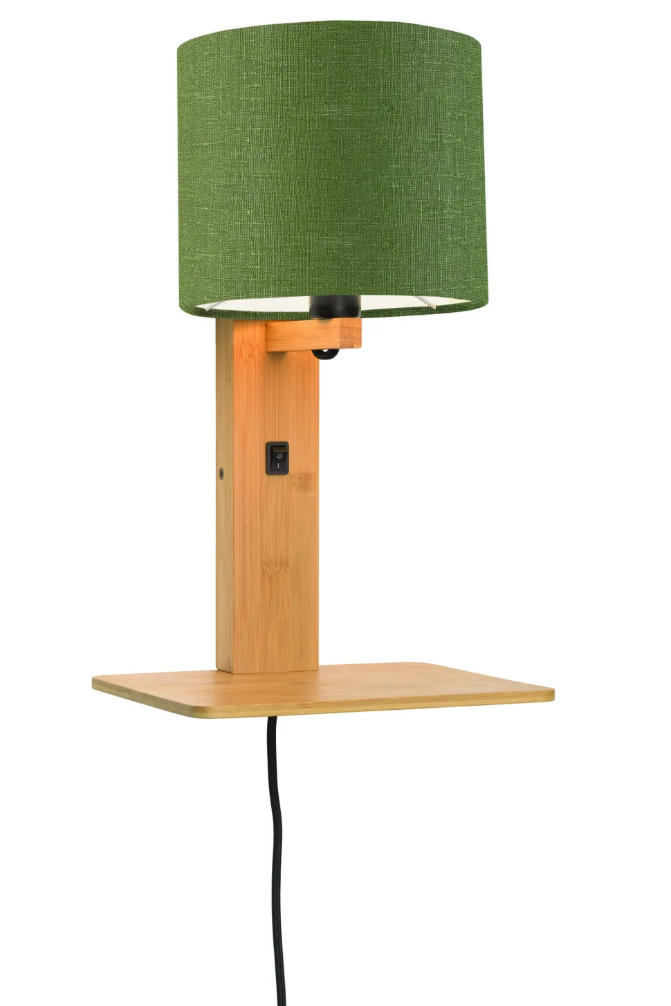 Wandlamp Andes Naturel, Bamboe en Eco linnen, Met plank