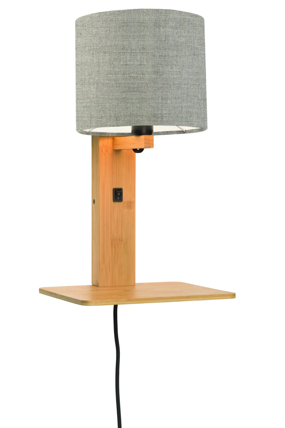 Wandlamp Andes Naturel, Bamboe en Eco linnen, Met plank