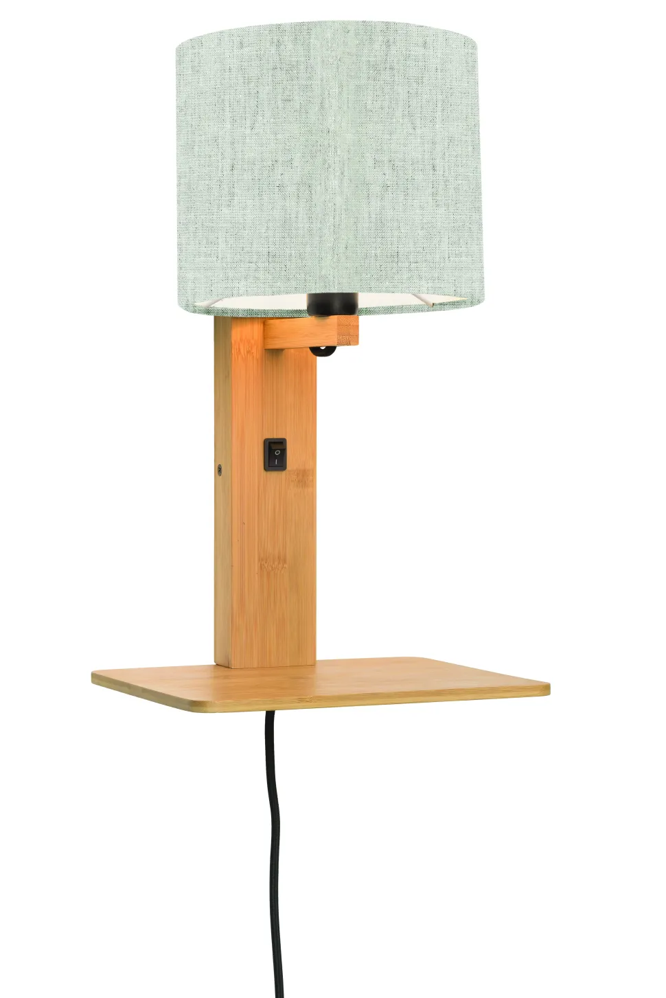 Wandlamp Andes Naturel, Bamboe en Eco linnen, Met plank