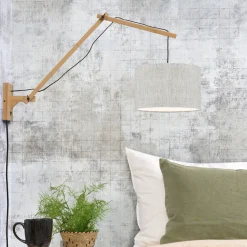 Wandlamp Andes Naturel, Ø32cm, Bamboe en Eco linnen