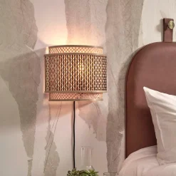 Wandlamp Bhutan Bamboe, kleur Naturel/Zwart