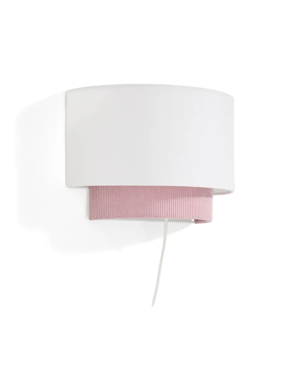 Wandlamp Bianella Rib Velvet, kleur Roze