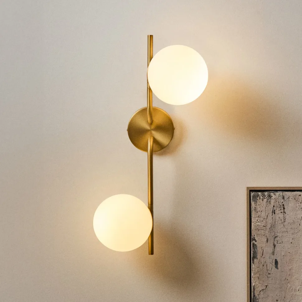 Wandlamp Brisia 2-lamps, Glas en messing