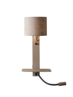 Wandlamp Florence Met plankje en leeslamp, kleur Zand