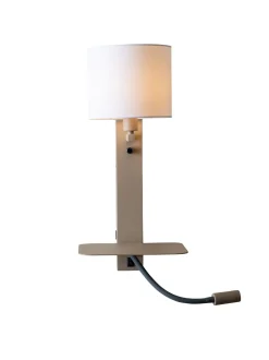 Wandlamp Florence Met plankje en leeslamp, kleur Zand