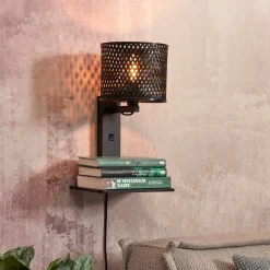 Wandlamp Java Met plankje, Bamboe