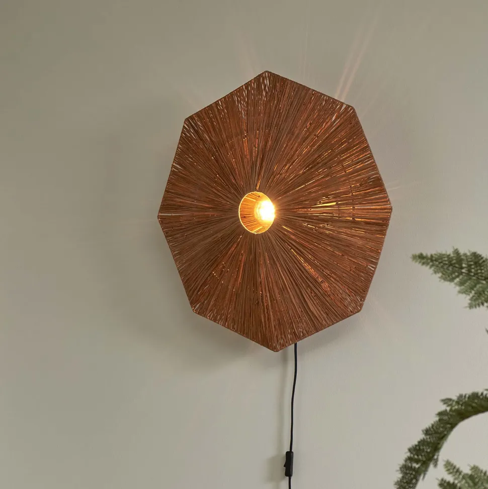 Wandlamp Panama Raffia, kleur Bruin