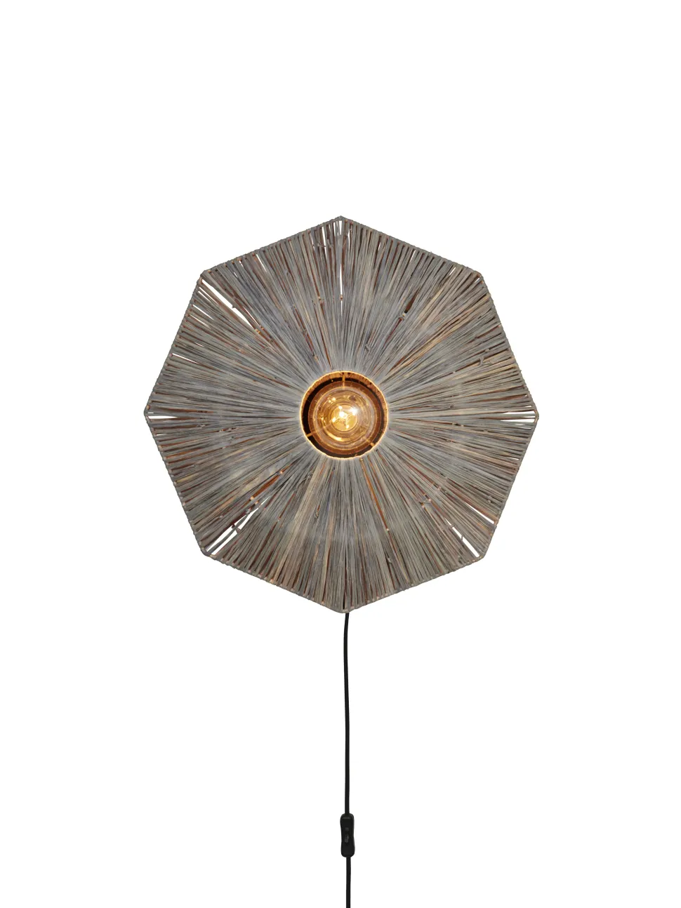 Wandlamp Panama Raffia, kleur Grijs