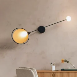 Wandlamp Sirius 125cm breed, kleur Zwart/Goud