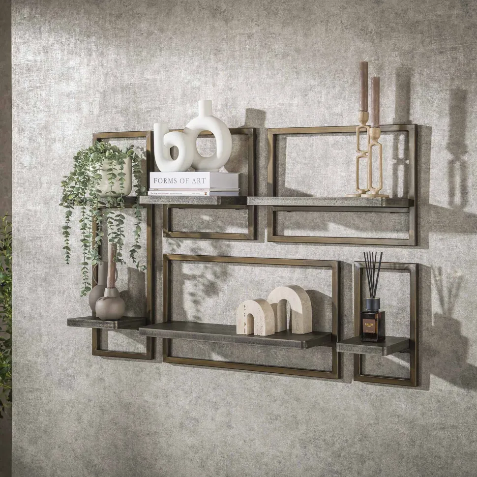 Wandplank Dishon Antiek Brass, Set van 5 stuks