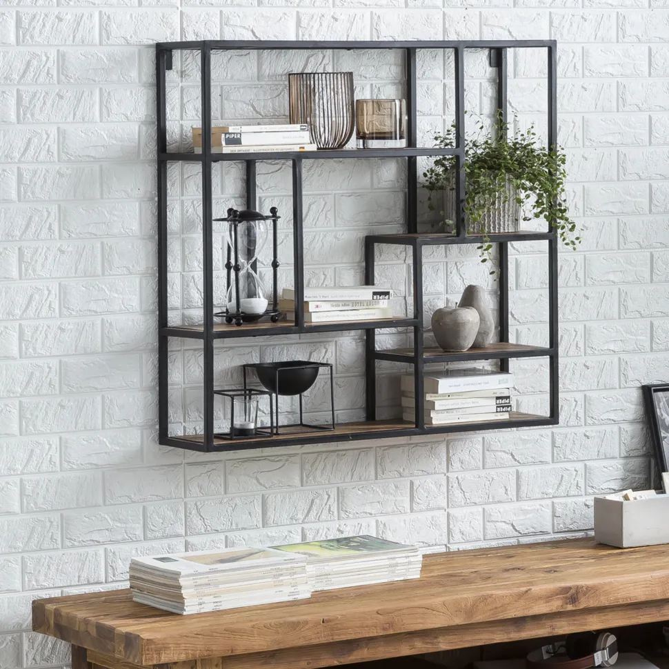 Wandrek Cristan Mangohout en metaal, 80 x 80cm