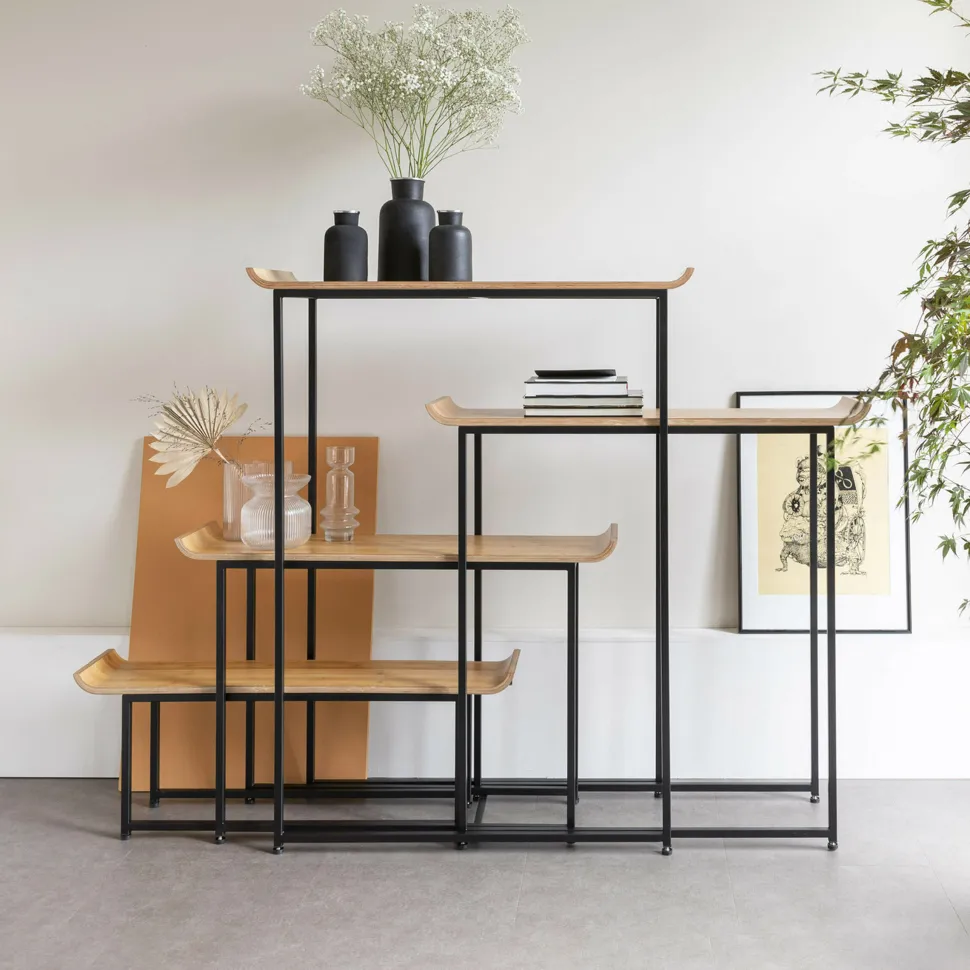 Wandrek Flodka Hout en staal, Set van 4 stuks