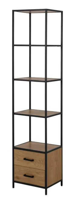 Wandrek Holger Met 2 lades, Eiken en metaal, 185 x 42cm