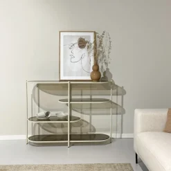 Wandrek Jill Gecoat staal en glas, 90 x 123cm