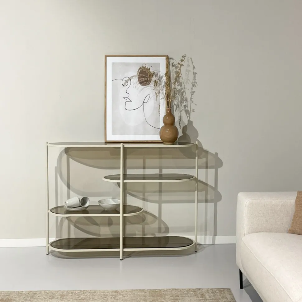 Wandrek Jill Gecoat staal en glas, 90 x 123cm