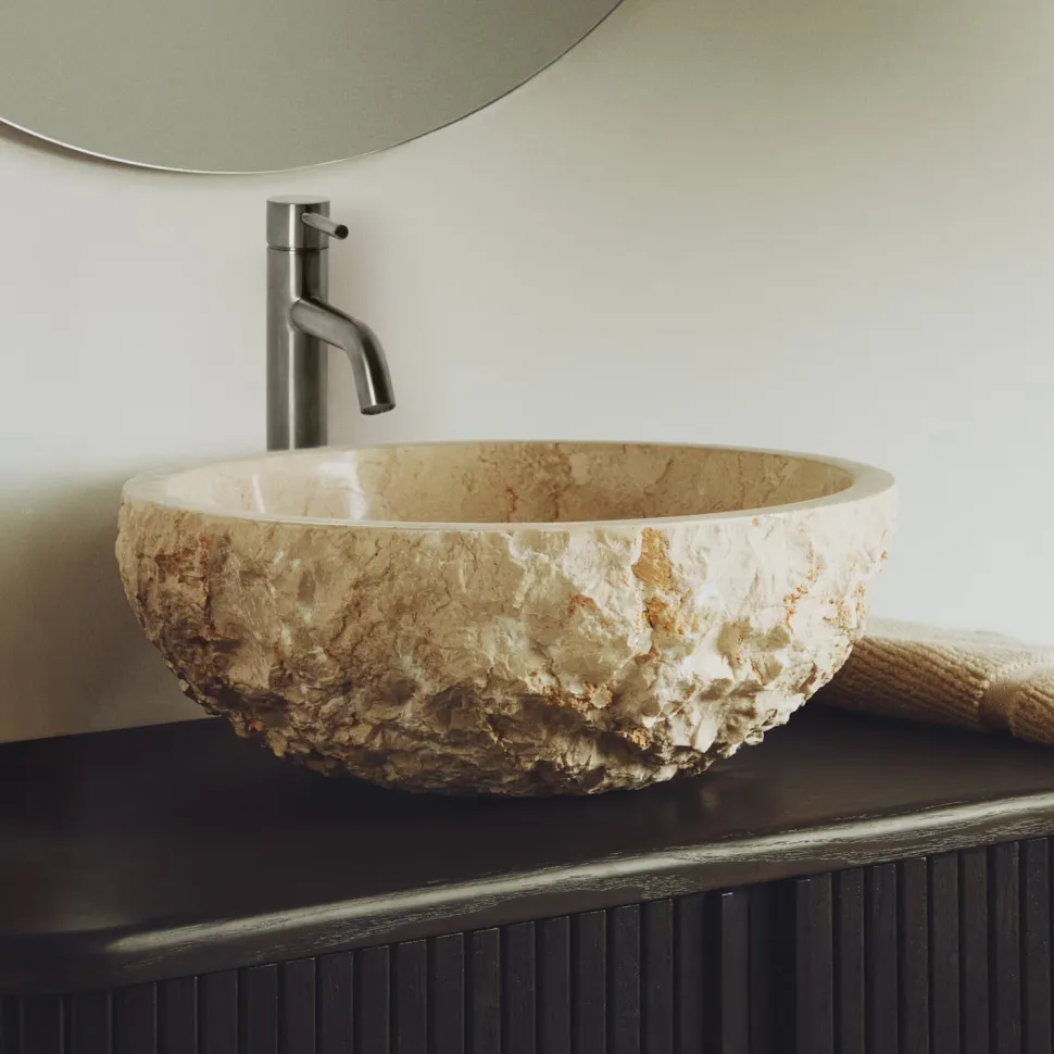 Waskom Orvane Marmer, 40cm, kleur Beige