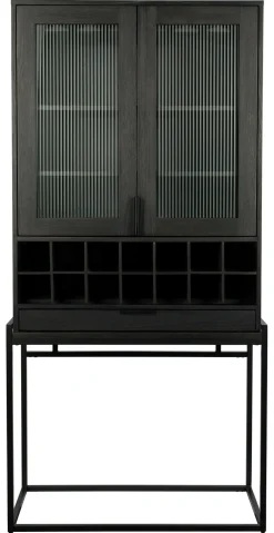 Wijnkast Travis Walnoothout en glas, 180 x 89cm