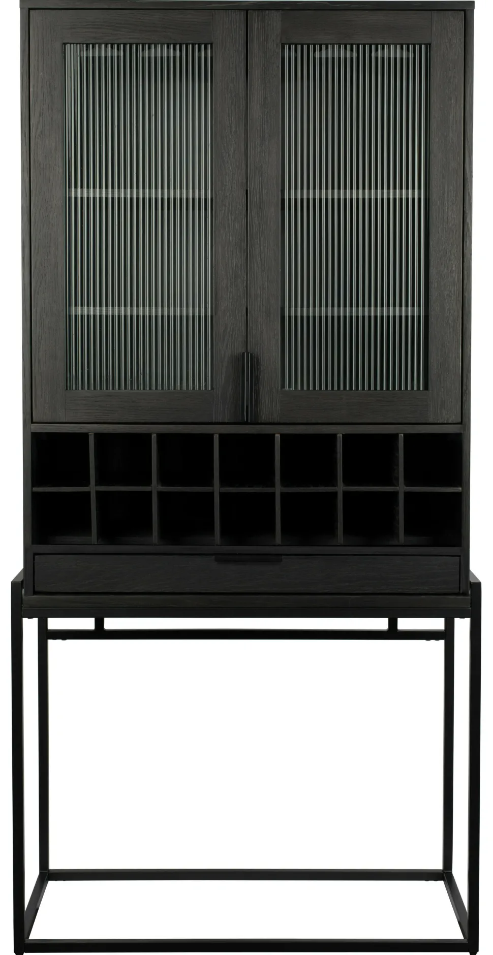 Wijnkast Travis Walnoothout en glas, 180 x 89cm