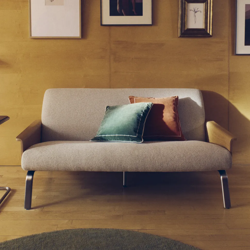 2-zits Bank Amsen Stof en eiken